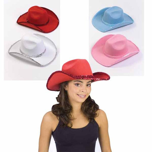 Chapeau de cowboy à sequins blancs