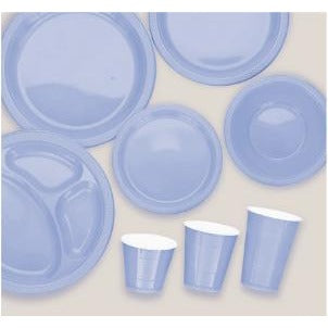 Pastel Blue 10-Inch Divided Plastic Plates, 20 Count