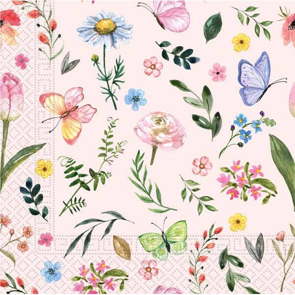 Butterfly 3-Ply Beverage Napkins, 20 Count