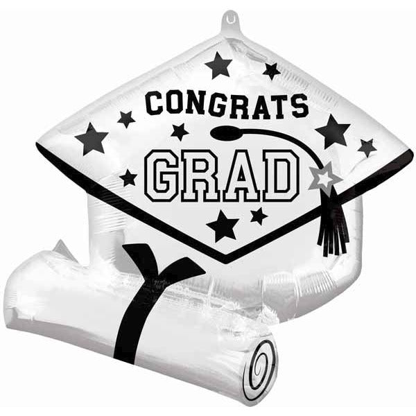 True to School White 25" Graduation Foil Balloon