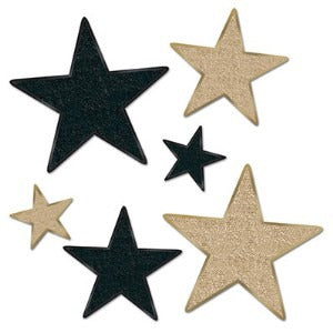 GLITTERED FOIL STARS ASST SIZES 6/PK