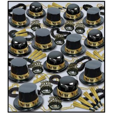 Showtime Gold Deluxe New Year's Party Kit for 100