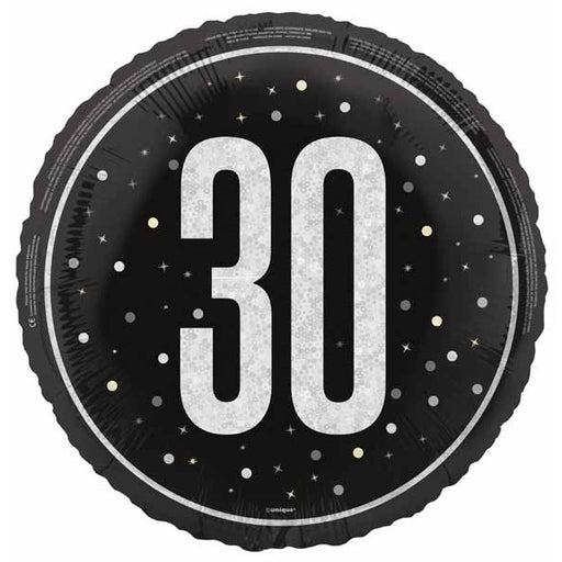 Black Glitz 30th Birthday Foil Balloon, 18 Inch