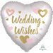 Wedding Wishes White Heart Foil Balloon, 18 Inch