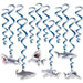 Shark Whirls Hanging Party Decorations, 12-Pack