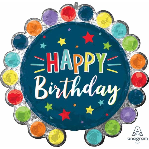 Dot Circle Birthday 26" Shaped Foil Balloon