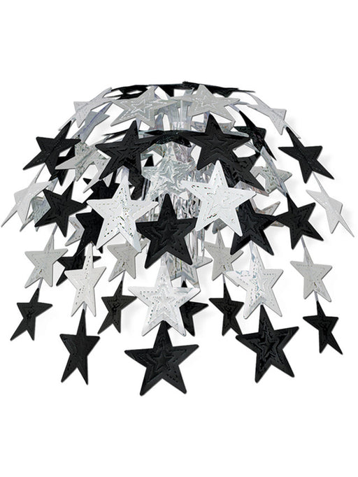 Black & Silver Star Cascade Sparkling Party Decor! (1/Pk)