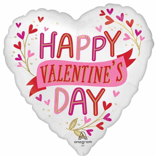 Happy Valentine's Day Botanical Traces Jumbo Heart Foil Balloon