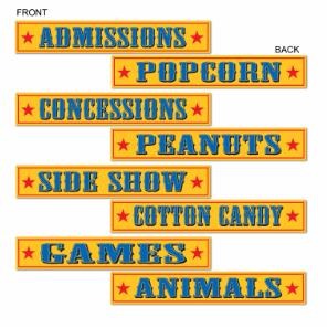 CIRCUS SIGN CUTOUTS 2 SIDED (4/PK)4"X24"