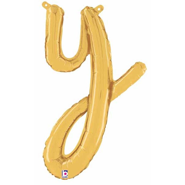 14" Gold Script Letter Y Balloon