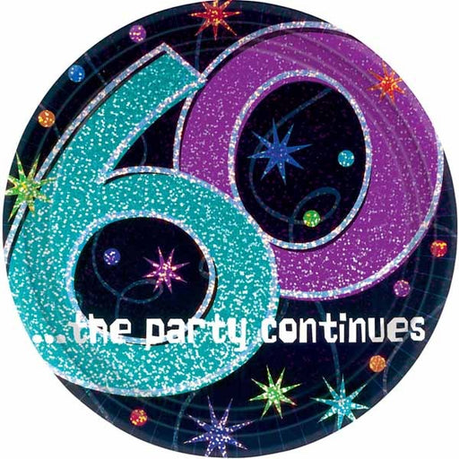 The Party Continues 60th Birthday 7-Inch Plates, 8 Pack