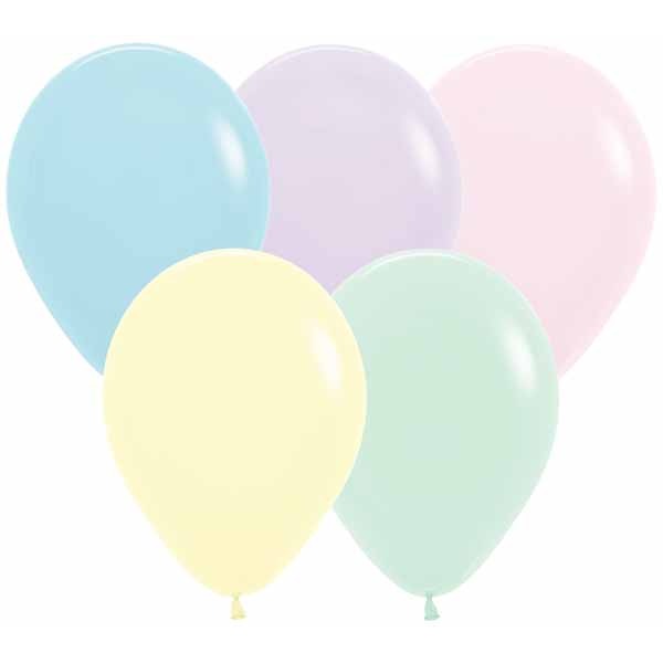 Pastel Matte Assorted 5-Inch Latex Balloons, 100 Count
