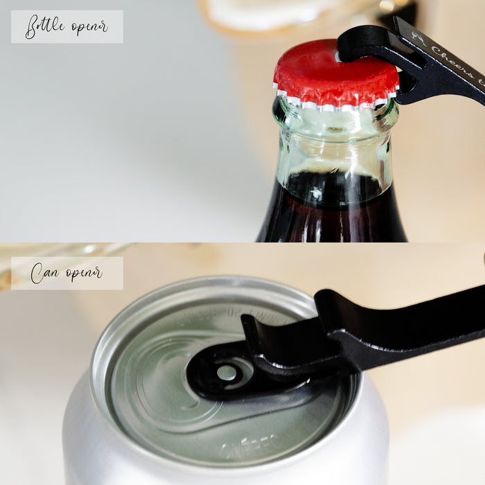 openeing a can of coke using keychain bottle openers