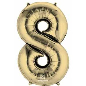 34" White Gold Number 8 Balloon