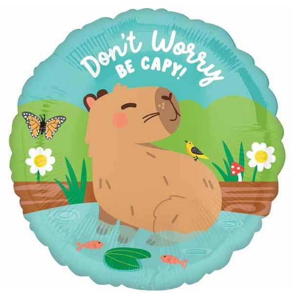 Capybara Craze 18-Inch Round Foil Balloon