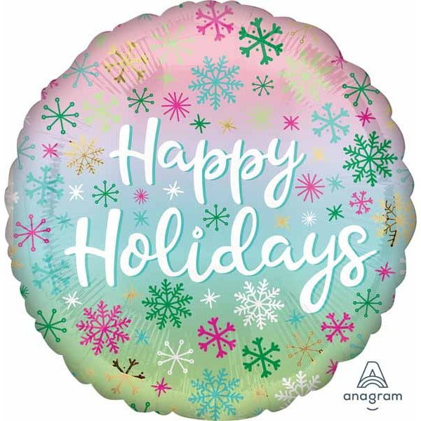 Happy Holidays Snowflakes 18" Round Foil Balloon