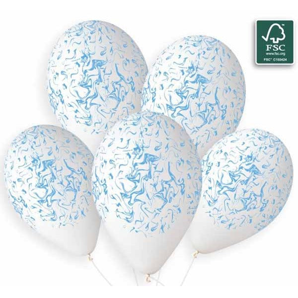 GEMAR 13" MARBLE WHITE LTBLUE INK 50B