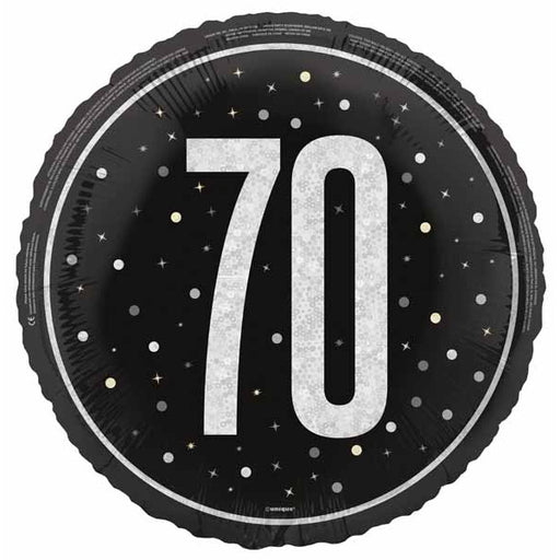 Black Glitz 70th Birthday Foil Balloon, 18 Inch