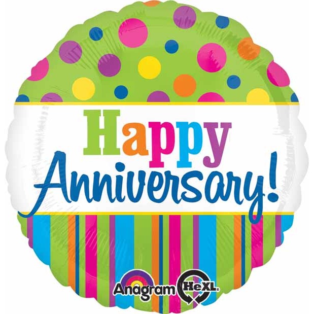 18 Inch Bright Happy Anniversary Round Foil Balloon