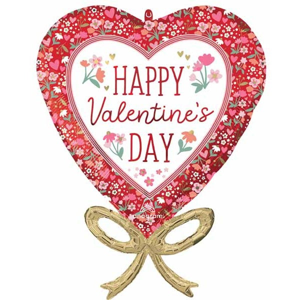 Happy Valentine's Day Boho Bow Foil Balloon, 28 Inch