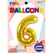 34-Inch Gold Number 6 Foil Balloon
