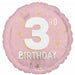 Little Miss 3 Happy Birthday 18-Inch Round Foil Balloon