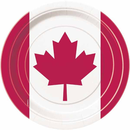Canada Flag 9-Inch Paper Plates, 8 Count