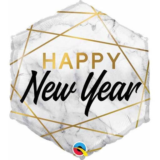 New Year Marble Rectangle Foil Balloon, 20 Inch