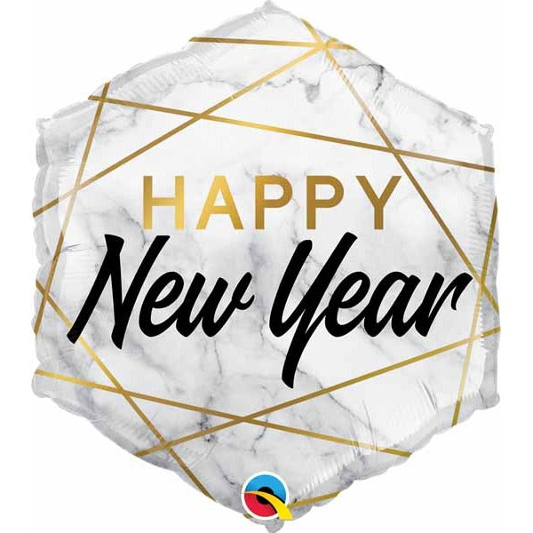 New Year Marble Rectangle Foil Balloon, 20 Inch
