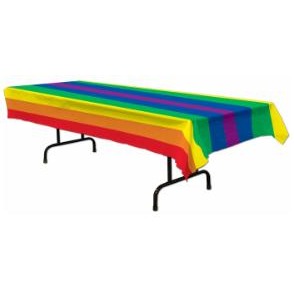Rainbow Plastic Tablecover, 54 x 108 Inches