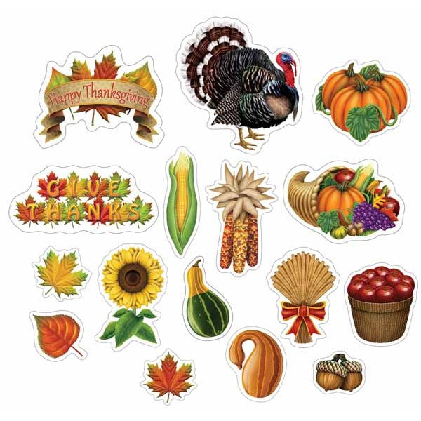 THANKSGIVING CUTOUTS 16/PKG 2 SIDED PRNT