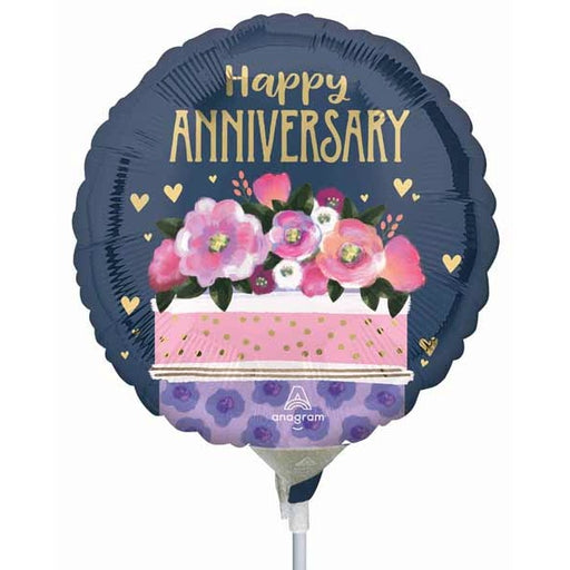 Anniversary Cake 9-Inch Round Foil Balloon