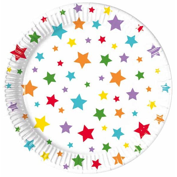 PAPER PLATES 7.6" 8/PK MULTICOLOR STAR