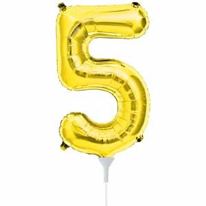 Gold Number 5 Balloon, 16 Inch