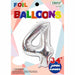 Silver Number 4 Foil Balloon, 34 Inch