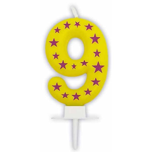 Stars Number 9 Birthday Candle