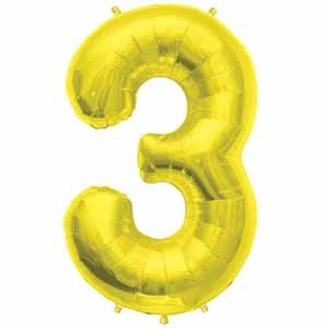 34-Inch Gold Number 3 Balloon