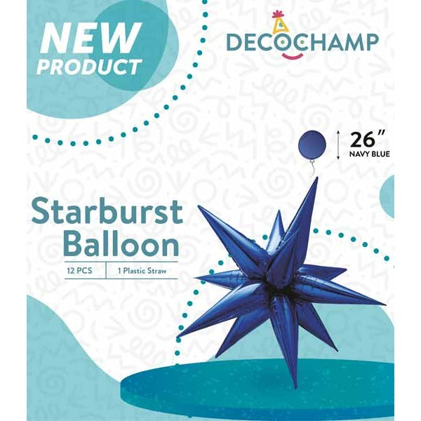 DecoChamp Navy Starburst Foil Balloon, 26 Inch