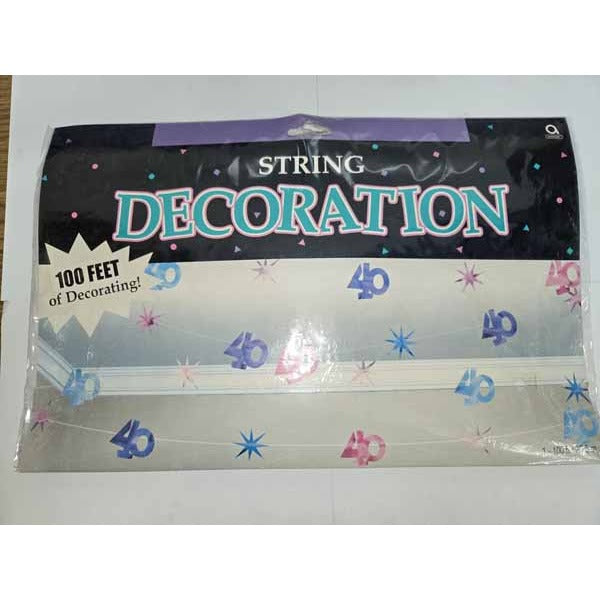 40th Birthday String Decoration, 100 ft