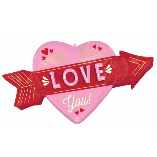 Love You Retro Arrow 42-Inch Foil Balloon