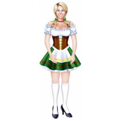 Jointed Oktoberfest Fraulein Decoration, 3 ft