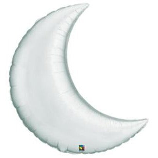 35" Silver Crescent Moon Foil Balloon