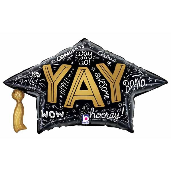 30-Inch Grad Cap Words Foil Graduation Balloon