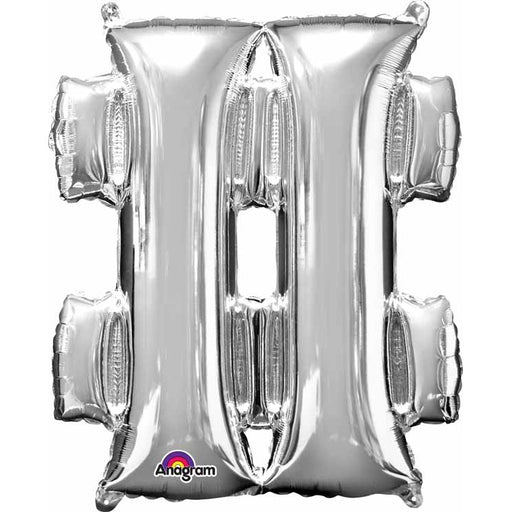 Giant Silver Hashtag Foil Balloon, 33 Inch