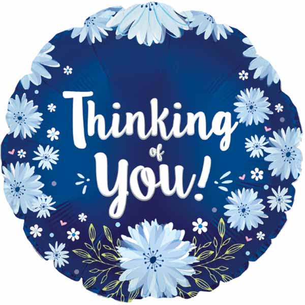 Thinking of You Blue Daisies 9-Inch Foil Balloon
