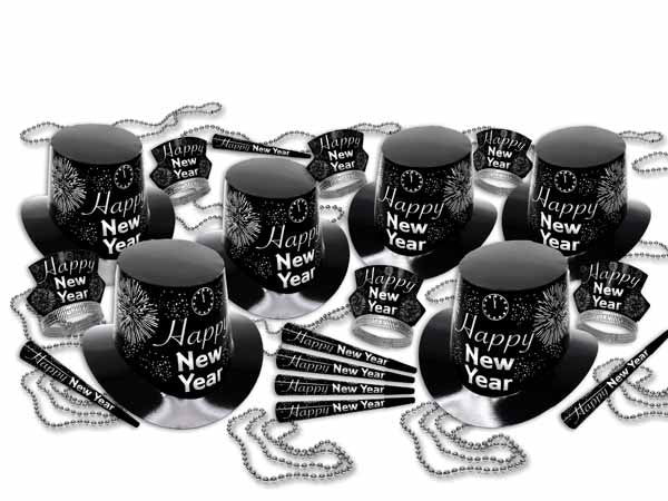 Silver Fireburst New Year's Eve Party Kit for 50