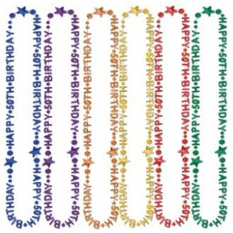 50th Birthday Beads of Expression Necklace, 36 Inches