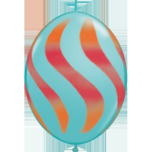 Qualatex Wavy Stripes 12-Inch QuickLink Latex Balloons, 50 Count