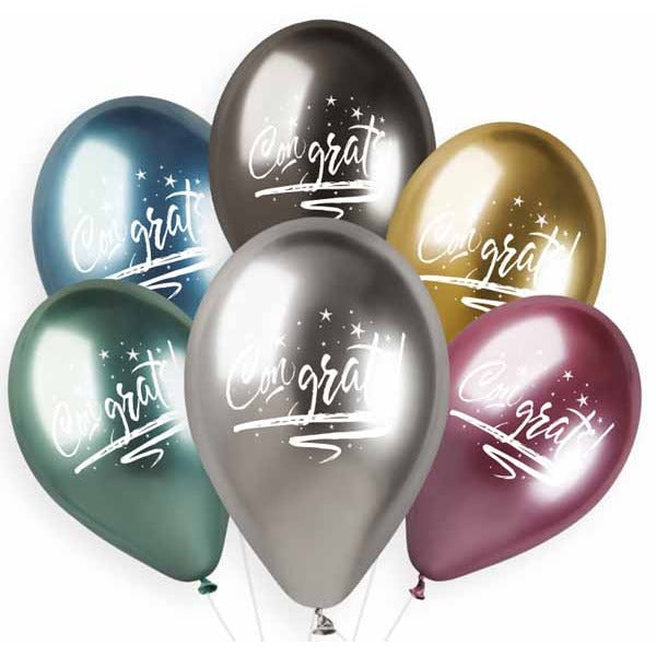 Gemar 13" Shiny Congrats Latex Balloons, 25 Pack