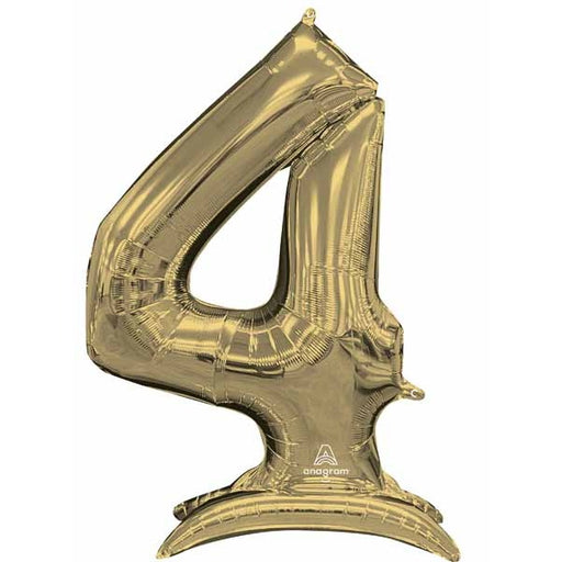 50-Inch White Gold Number 4 Stand-Up Foil Balloon